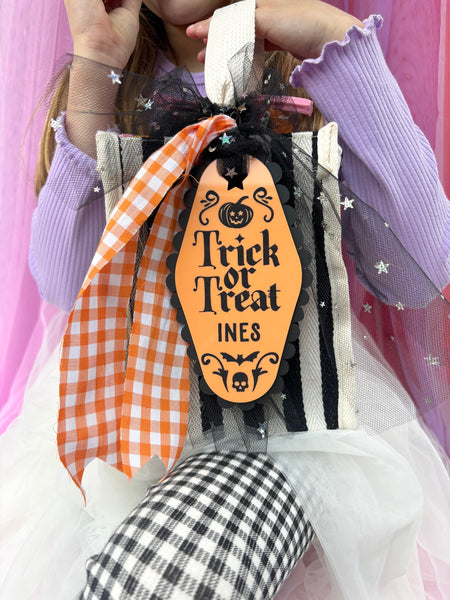 STRIPE BOO BAG with Peach Custom Tag