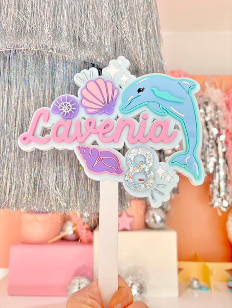 CUSTOM NAME DOLPHIN CLUSTER - Cake Topper