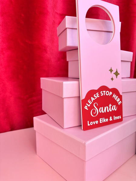 Pink custom Santa door sign