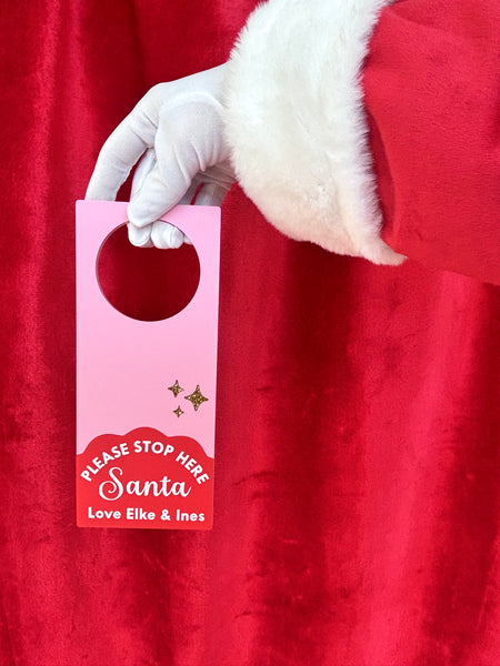 Pink custom Santa door sign