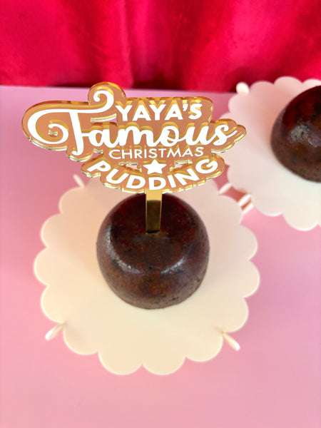 FAMOUS PUDDING - Gold Mirror Dessert Decor - CUSTOM