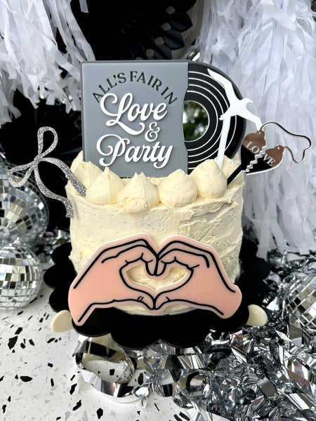 ALL FAIR IN LOVE AND PARTY RECORD - Cake Topper