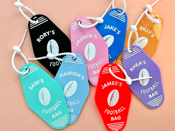 FOOTBALL CUSTOM BAG TAG (sold separately)