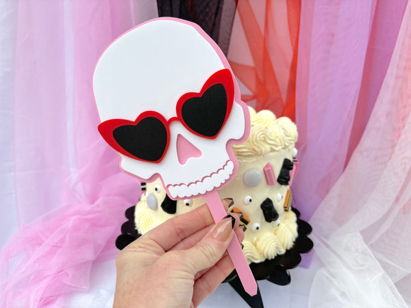 HEART SUNNIES SKULL - Cake Topper