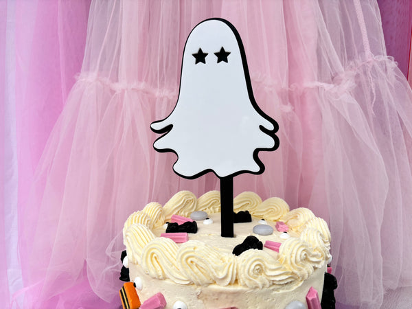 BLACK STAR EYED GHOST - Cake Topper