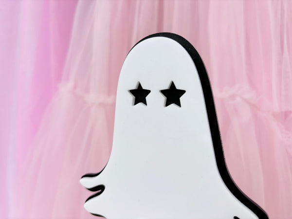 BLACK STAR EYED GHOST - Cake Topper