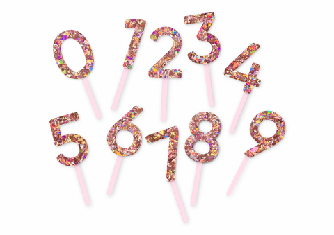 ROSE GOLD GLITTER NUMBER - Cake Topper