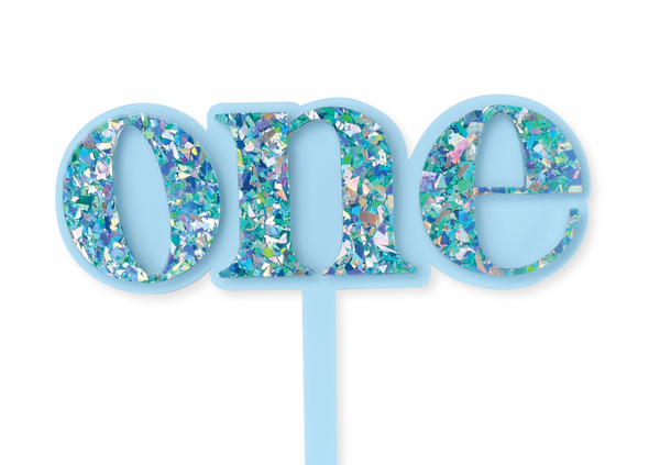 BLUE GLITTER ONE - Cake Topper