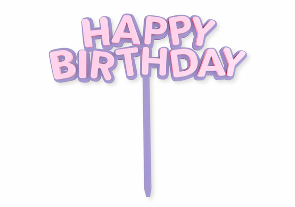 BUBBLEGUM WONKY HAPPY BIRTHDAY - Cake Topper