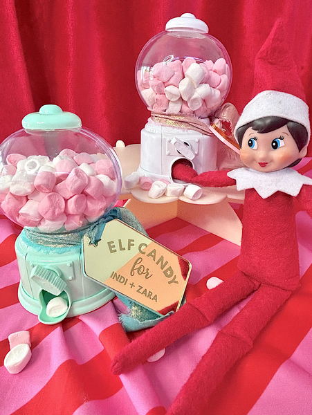 WHITE PERSONALISED ELF CANDY MACHINE