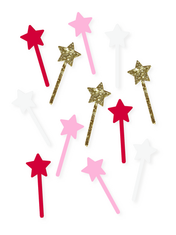 PINK FESTIVE STAR - Cupcake decoration set