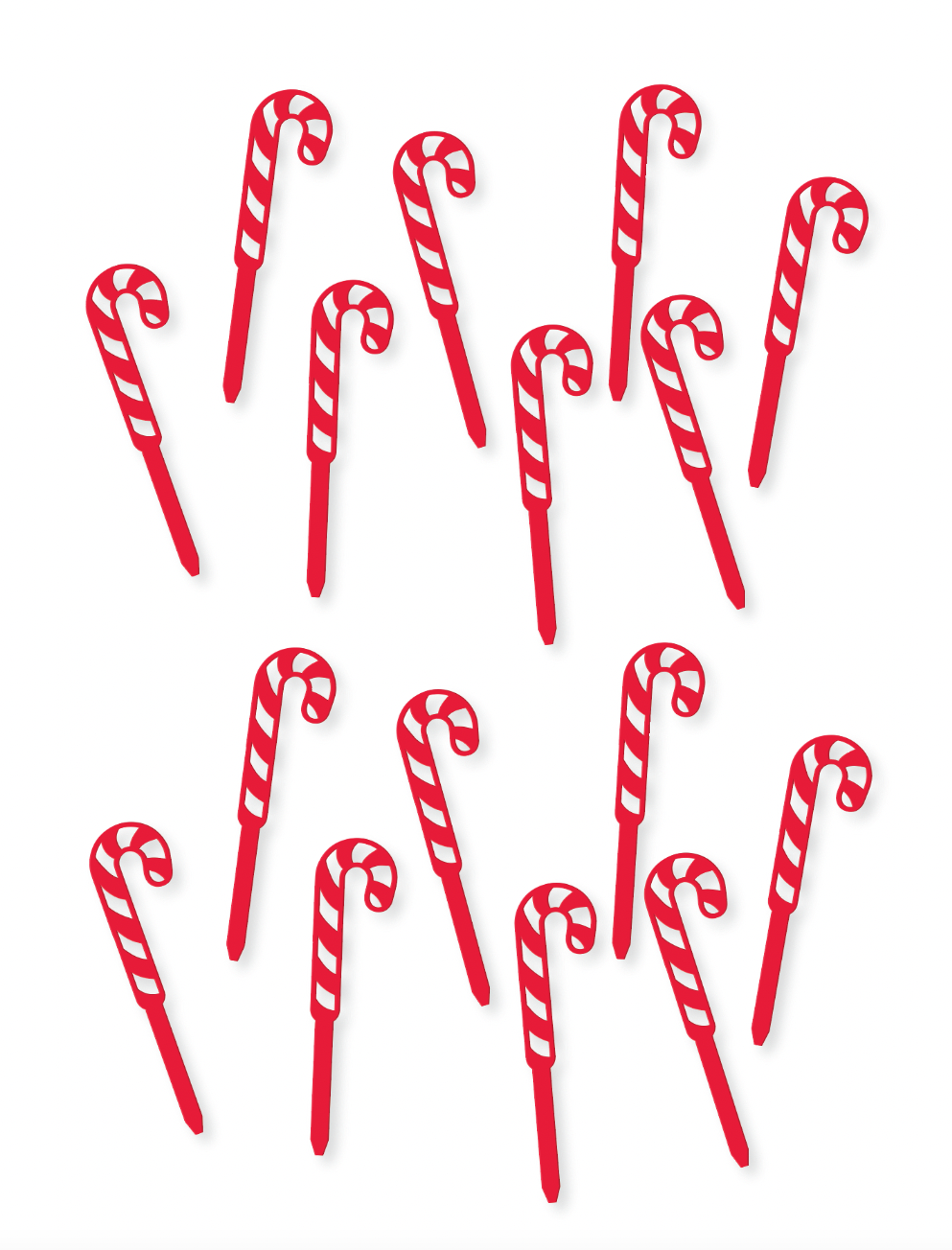 RED MINI CANDY CANE TOPPER SET (set of 16)