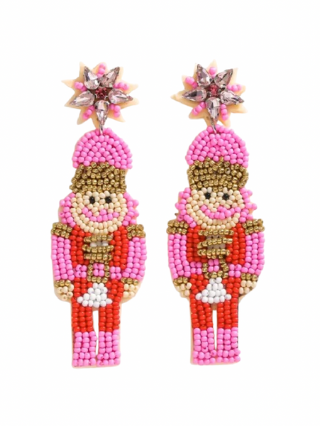 PINK NUT CRACKER STATEMENT EARRINGS