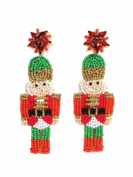 RED NUT CRACKER STATEMENT EARRINGS