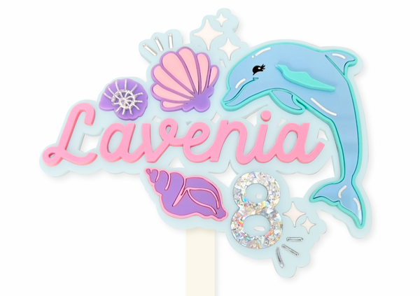 CUSTOM NAME DOLPHIN CLUSTER - Cake Topper