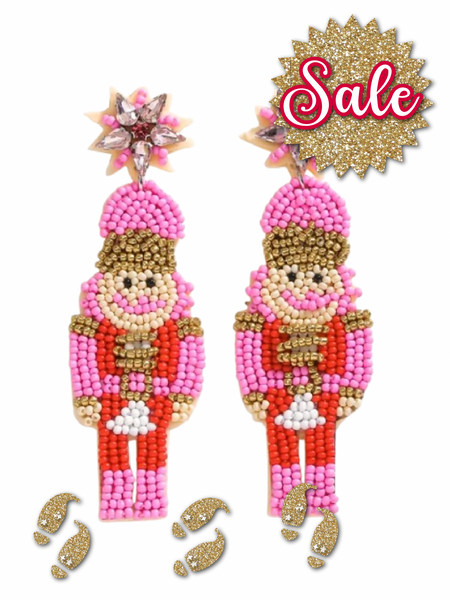 PINK NUT CRACKER STATEMENT EARRINGS